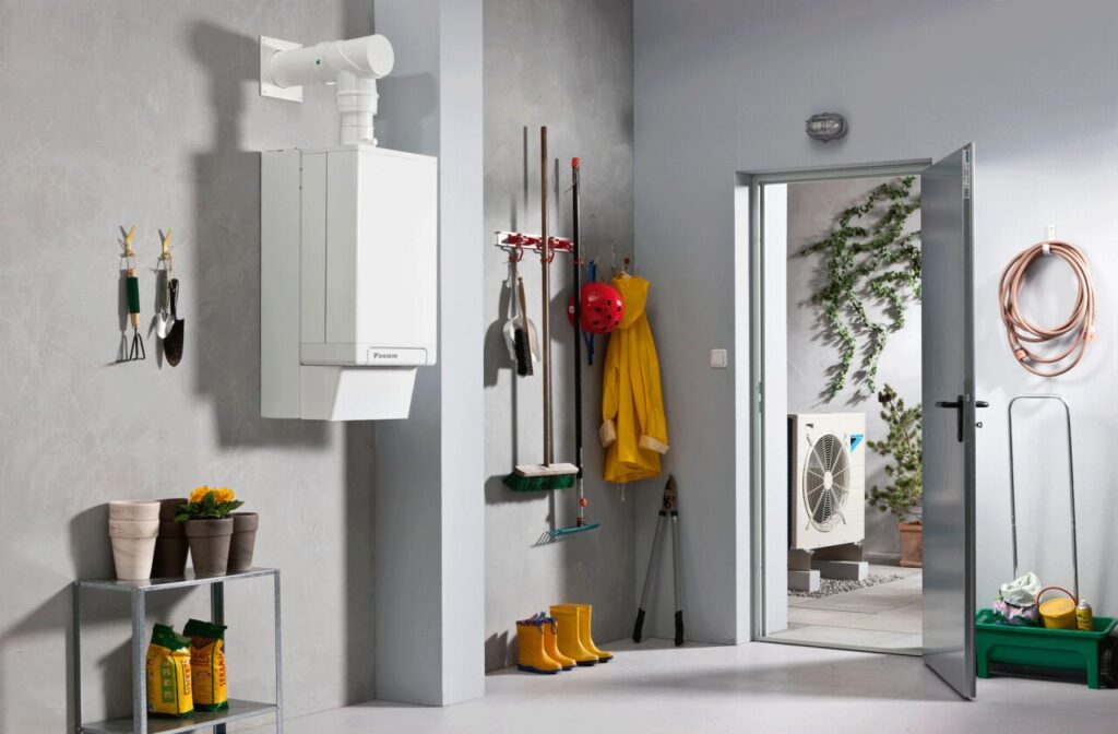 Hybrid Heat Pump System: Showing Indoor and Outdoor units